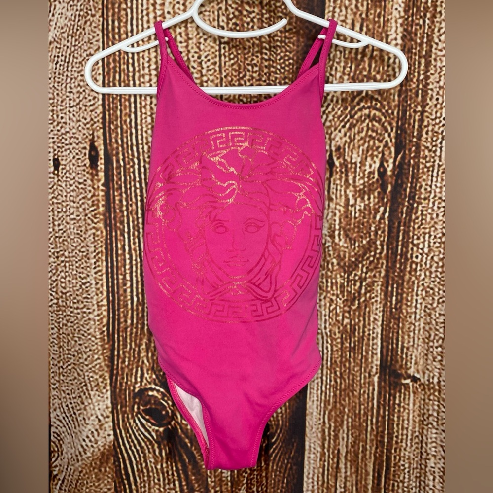 Versace Girl’s Kids Pink One Piece Swimsuit Size 5A Racerback